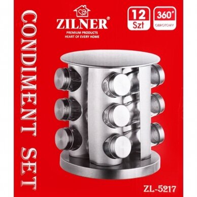 Prieskoninių rinkinys, 12 indelių su besisukančiu stovu, Zilner, ZL-5217 4